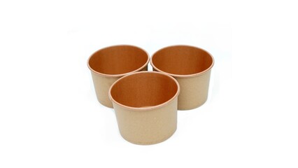 Disposable kraft paper bowl isolated on white background