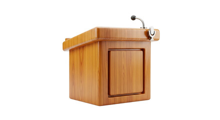 Wooden podium with a microphone on top. isolated illustration on  transparent background PNG