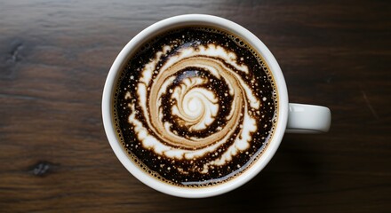 Top View of Coffee Cup With Natural Galaxy Pattern