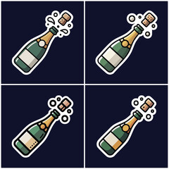 Champagne bottles popping with transparent background