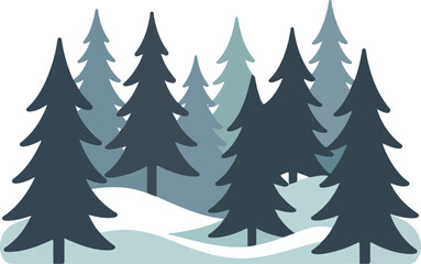 Fototapeta premium Winter pine forest landscape vector illustration