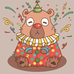 The Festive Clown Capybara. EPS
