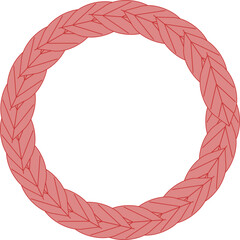 シンプルでかわいい葉の円フレーム_メッセージカード等に最適_赤茶