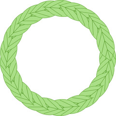 シンプルでかわいい葉の円フレーム_メッセージカード等に最適_緑