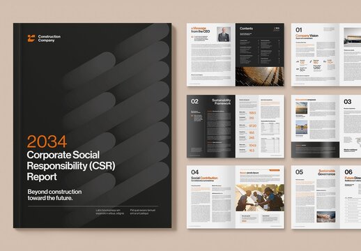 Report Brochure Template for Company Whitepaper, One Page Factsheets & Executive Summary Documents