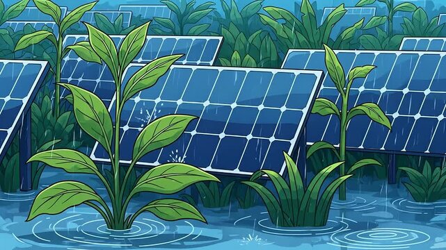 Agrivoltaics Solar Panels Integrated with Agriculture in Water.
