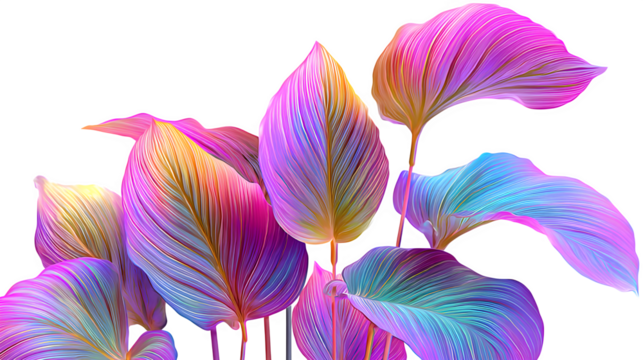 Iridescent Tropical Leaves, isolated on transparent background - Powered by Adobe