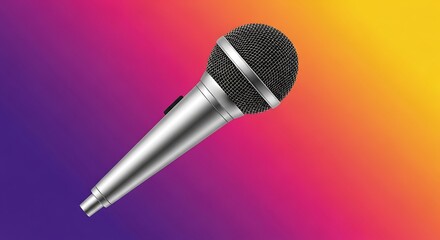 Vibrant gradient: sleek microphone icon with a purple-to-orange gradient backdrop, reflecting energy and voice, ideal for a dynamic journalism-themed grap