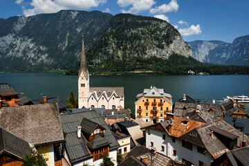 Church in Hallstatt - View of the rooftops