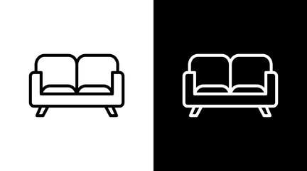 Sofa Couch  White Icon Set Design