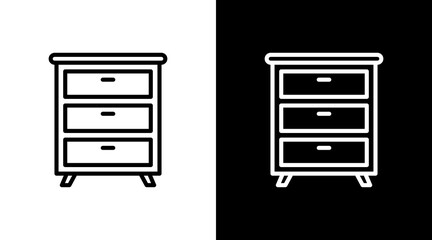 Drawer Chest  White Icon Set Design