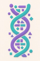 Obraz premium Abstract representation of genetic sequencing with polymer shapes in vibrant teal and purple colors showcasing the intersection of art and science in modern design elements expressing innovation