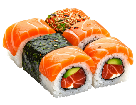Sushi Roll Plate Isolated – Japanese Cuisine PNG Cutout