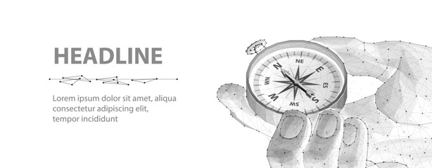 Compass in digital hand. business strategic explorer, Vision crisis, Mission path, Agency creative, Digital strategy, Market decision, Achievement strategy, Financial stock, Company vision concepts

