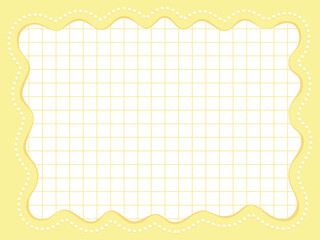 平成レトロな黄色いドット縁に波線フレーム格子柄