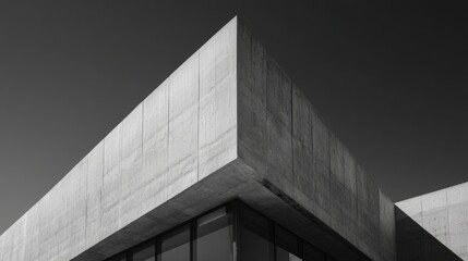 Modern concrete building corner with clean lines and geometric shape