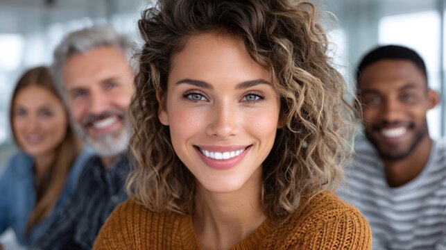 Diverse business team smiling at camera