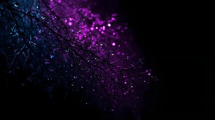 Neon Veil: Rain-Kissed Branches Glowing in Electric Magenta