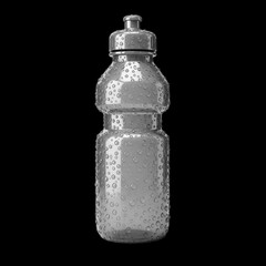 Bottle of water with a silver cap and a silver body. isolated illustration on  transparent background PNG