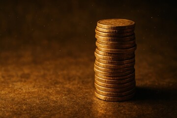 Stacked coins symbolize gold investment as safe asset for wealth accumulation, reflecting financial security and prosperity