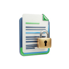 Paper with a lock on it. isolated illustration on  transparent background PNG