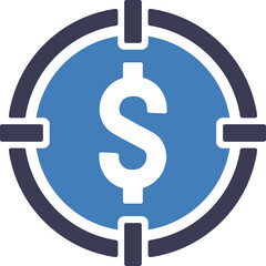 Dollar Sign Inside A Target Symbol Representing Financial Goals And Business Objectives In A Clean Vector Graphic