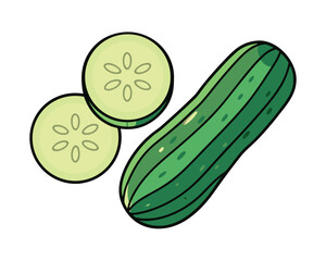 Fresh green cucumber on white background