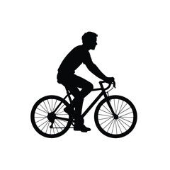 Cyclist Riding Bicycle – Active Lifestyle Silhouette Vector