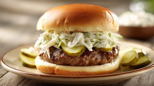 Delicious hamburger with lettuce tomato and crispy bun