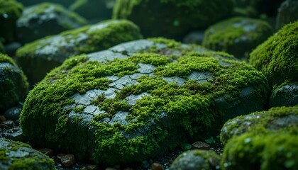 Moss-Covered Stone in Lush Forest