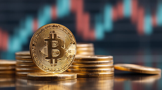 Bitcoin price rising crypto trading investment background - Powered by Adobe