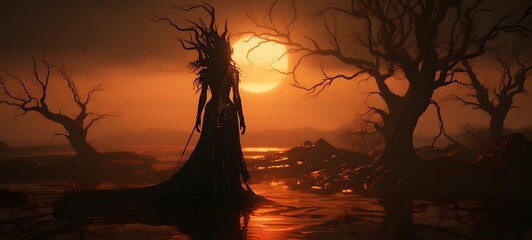 silhouette of High Elf ,generative AI