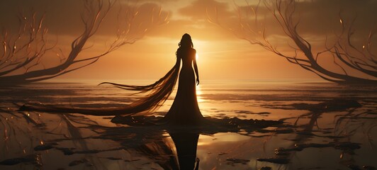 silhouette of High Elf ,generative AI