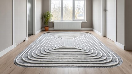 Underfloor heating system installation in a modern home
