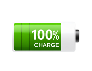  Minimal Green Battery Icon with 100% Charge Indicator PNG