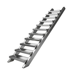 Silver staircase with a white background. isolated illustration on  transparent background PNG