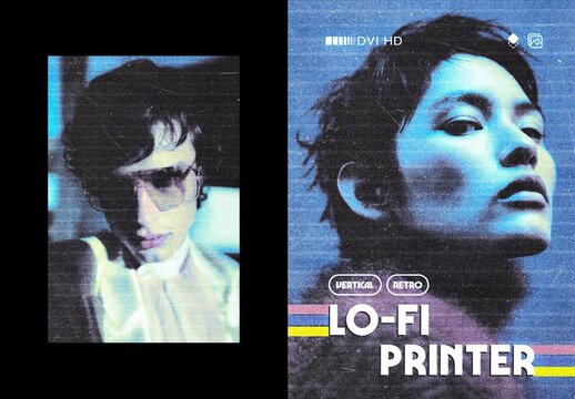 Lo-Fi Dirty Printer Poster Effect Mockup