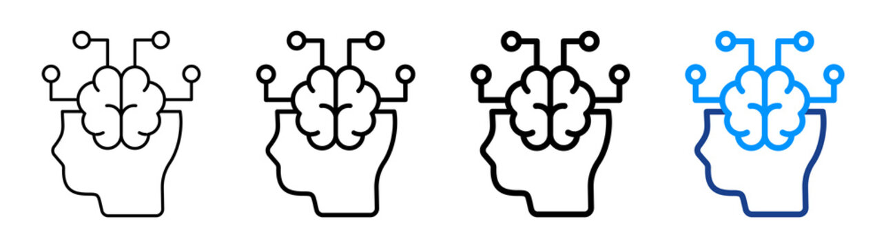 Mind Map Icon Different Style Outline Collection Set