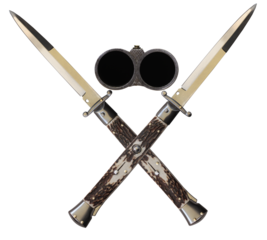 cross knives and shotgun barrels isolated on transparent background