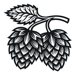 Vector illustration of an apple branch with leaves in a decorative artistic style