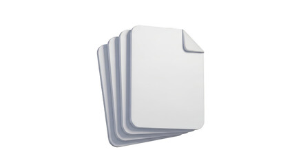 Stack of white paper with a white border. isolated illustration on  transparent background PNG