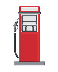 Vintage red gasoline pump nozzle vector illustration isolated on white background for fuel station service and energy business