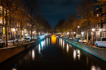 Amsterdam canal at night