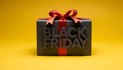 Black Friday Gift Box Yellow Background November Sale Promotion