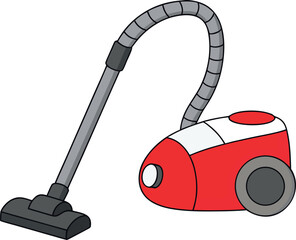 red vacuum cleaner on white background vector illustration