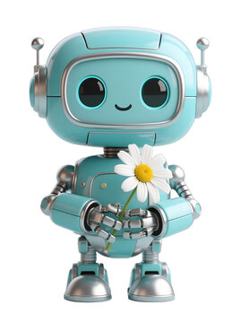 Adorable Blue Kawaii Robot Android Illustration