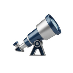 Blue and silver telescope is on a white background. isolated illustration on  transparent background PNG