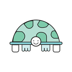 Fototapeta premium Playful Turtle Illustration: A cheerful cartoon turtle with a vibrant shell and a happy expression, embodying the charm and tranquility of the ocean.