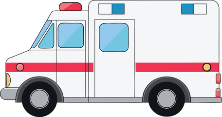 Red fire ambulance illustration vector isolated on white background emergency rescue transport icon