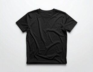Blank Black T Shirt Mockup on White Background for Apparel Design Presentation